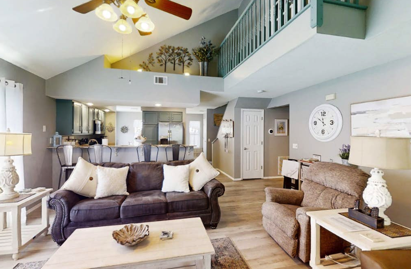 Clean contemporary vacation rental bedroom