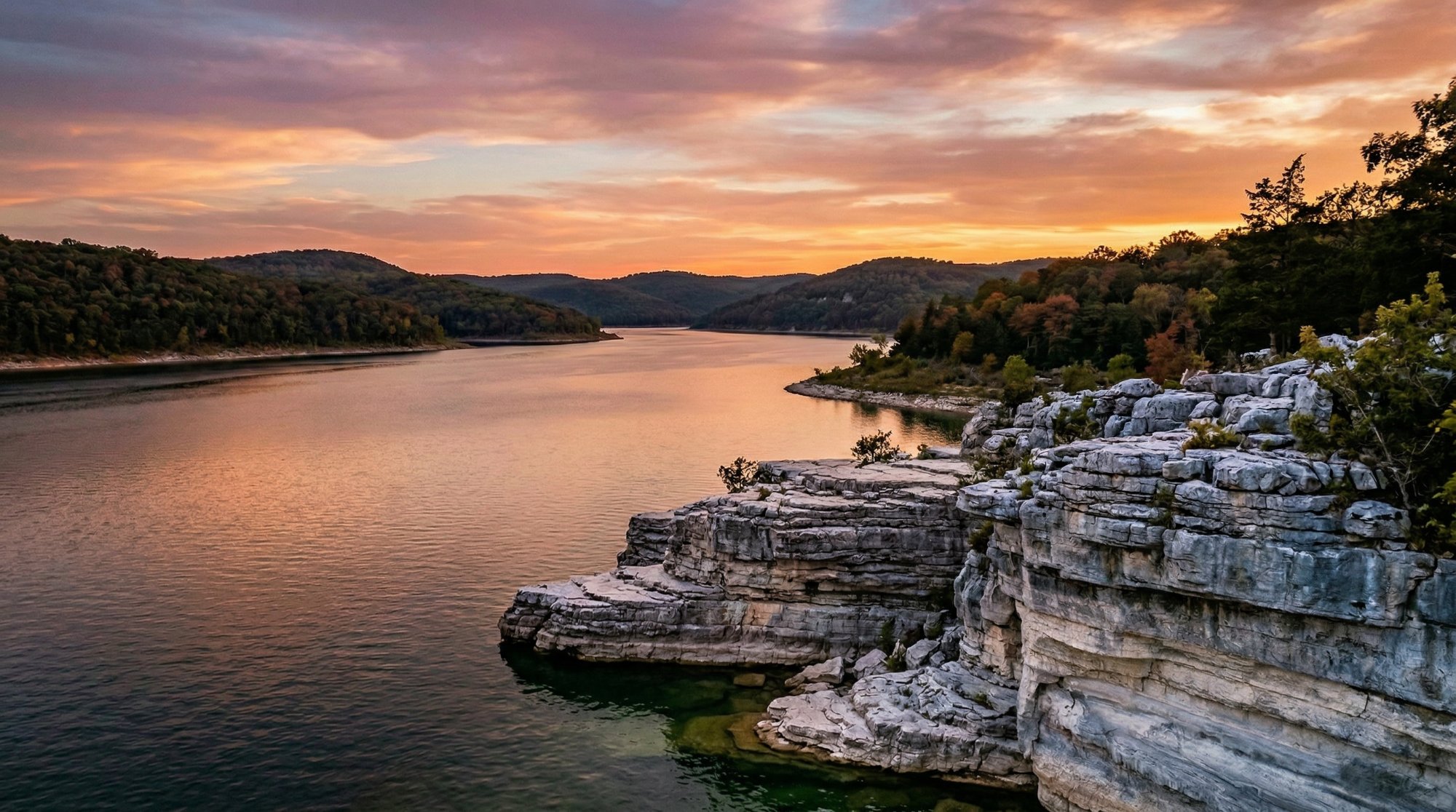 Aerial view of Table Rock Lake and Ozarks, Branson Missouri